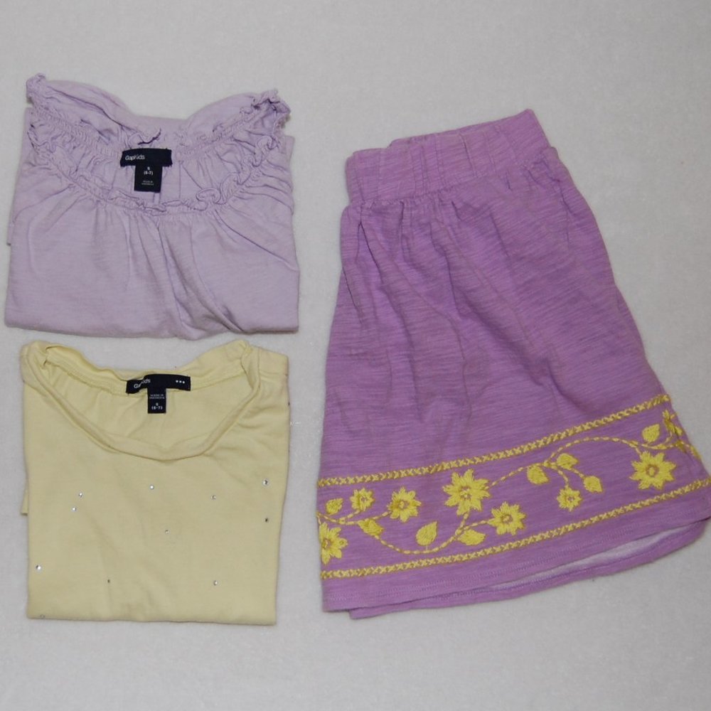 GAP Girls Size S (6-7), Skirt & Two Matching Tops, 100% Cotton